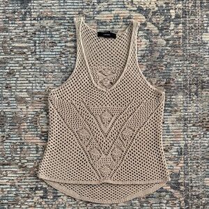 Beige Knit Sleeveless Top